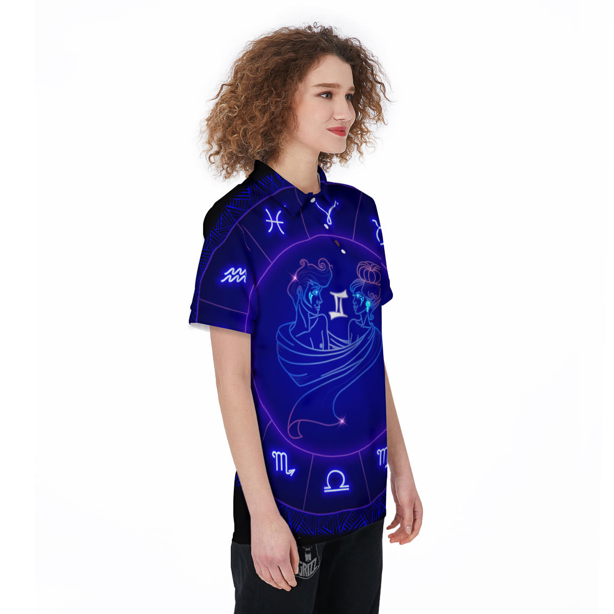 Zodiac Sign Dark Gemini Print Women's Golf Shirts-grizzshop