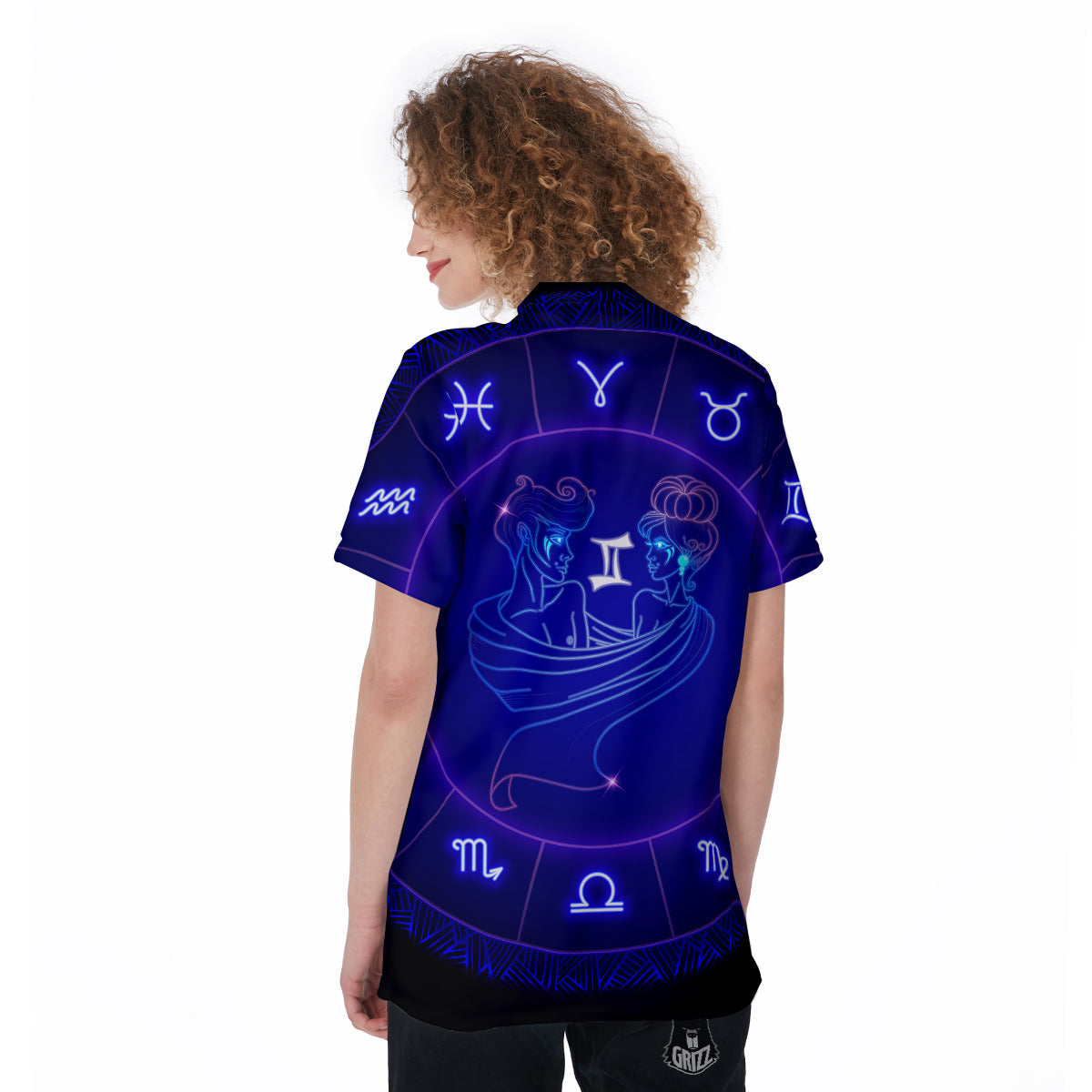 Zodiac Sign Dark Gemini Print Women's Golf Shirts-grizzshop