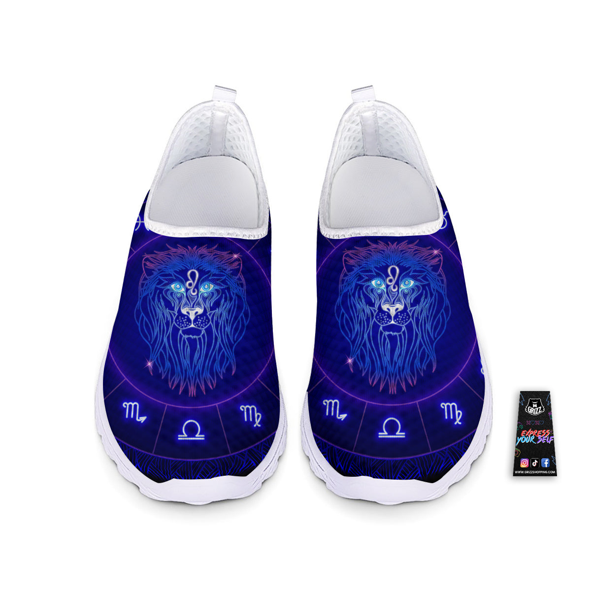 Zodiac Sign Dark Leo Print Nurse Shoes-grizzshop