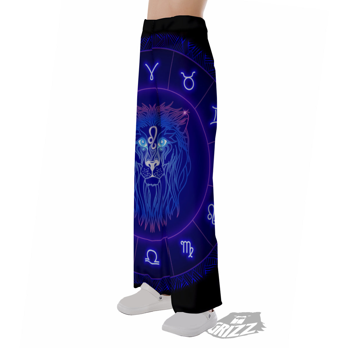 Zodiac Sign Dark Leo Print Pajama Pants-grizzshop