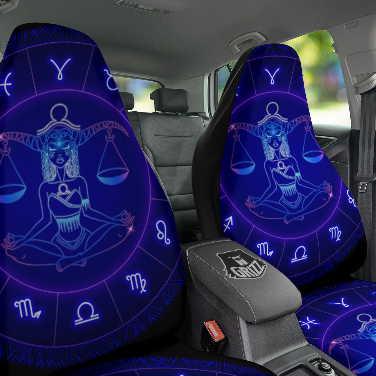 Zodiac Sign Dark Libra Print Car Seat Covers-grizzshop