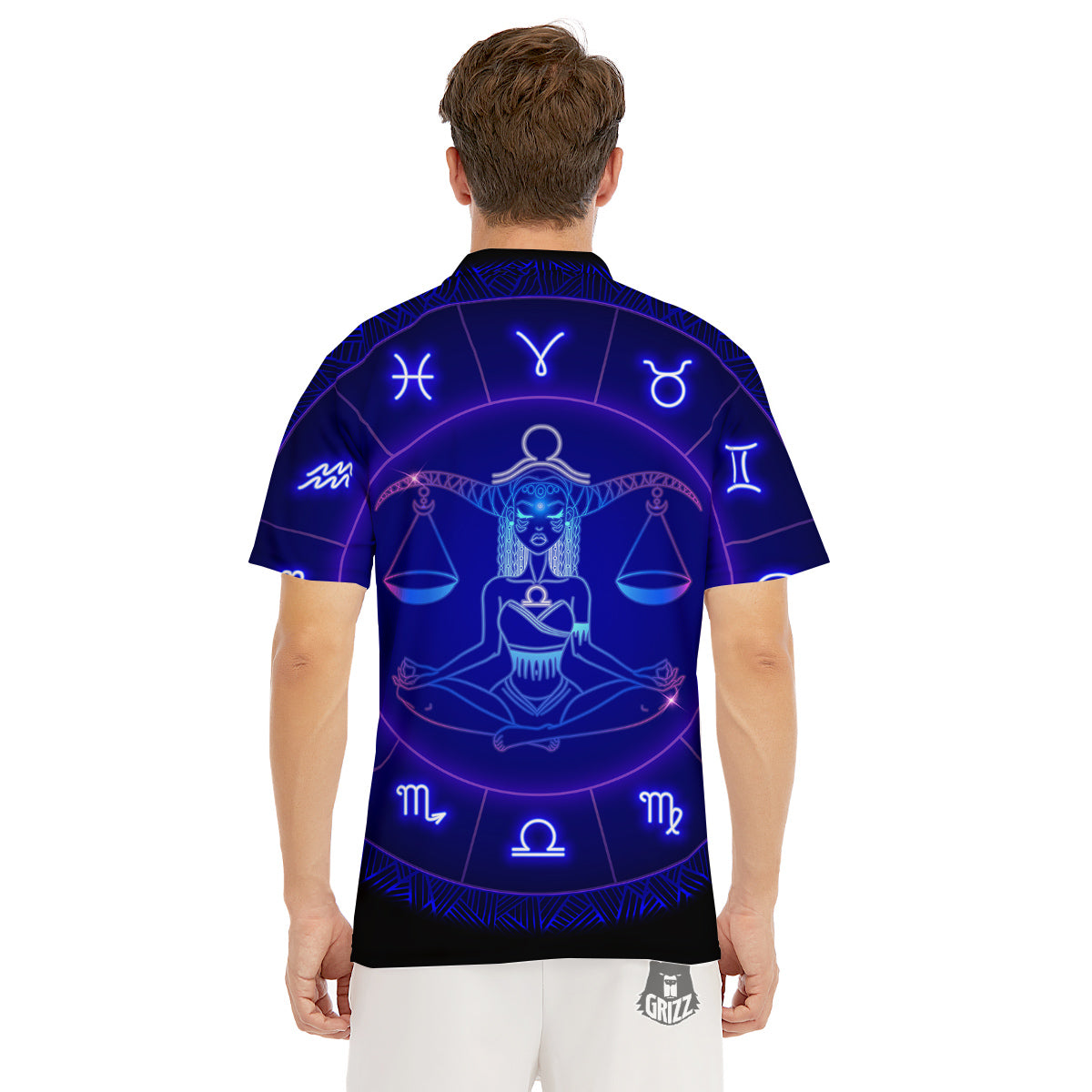 Zodiac Sign Dark Libra Print Men's Golf Shirts-grizzshop
