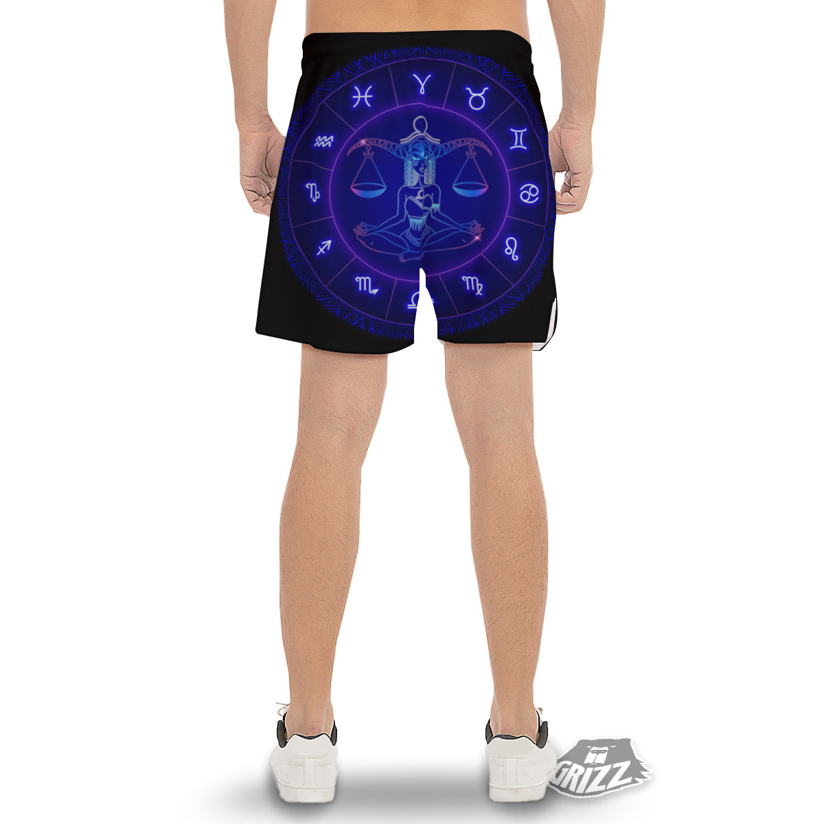 Zodiac Sign Dark Libra Print Men's Gym Shorts-grizzshop