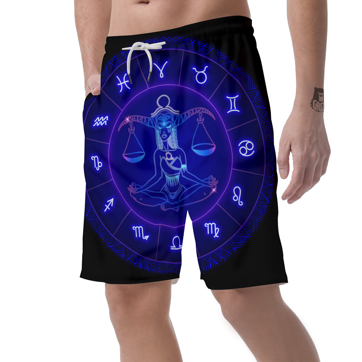 Zodiac Sign Dark Libra Print Men's Shorts-grizzshop