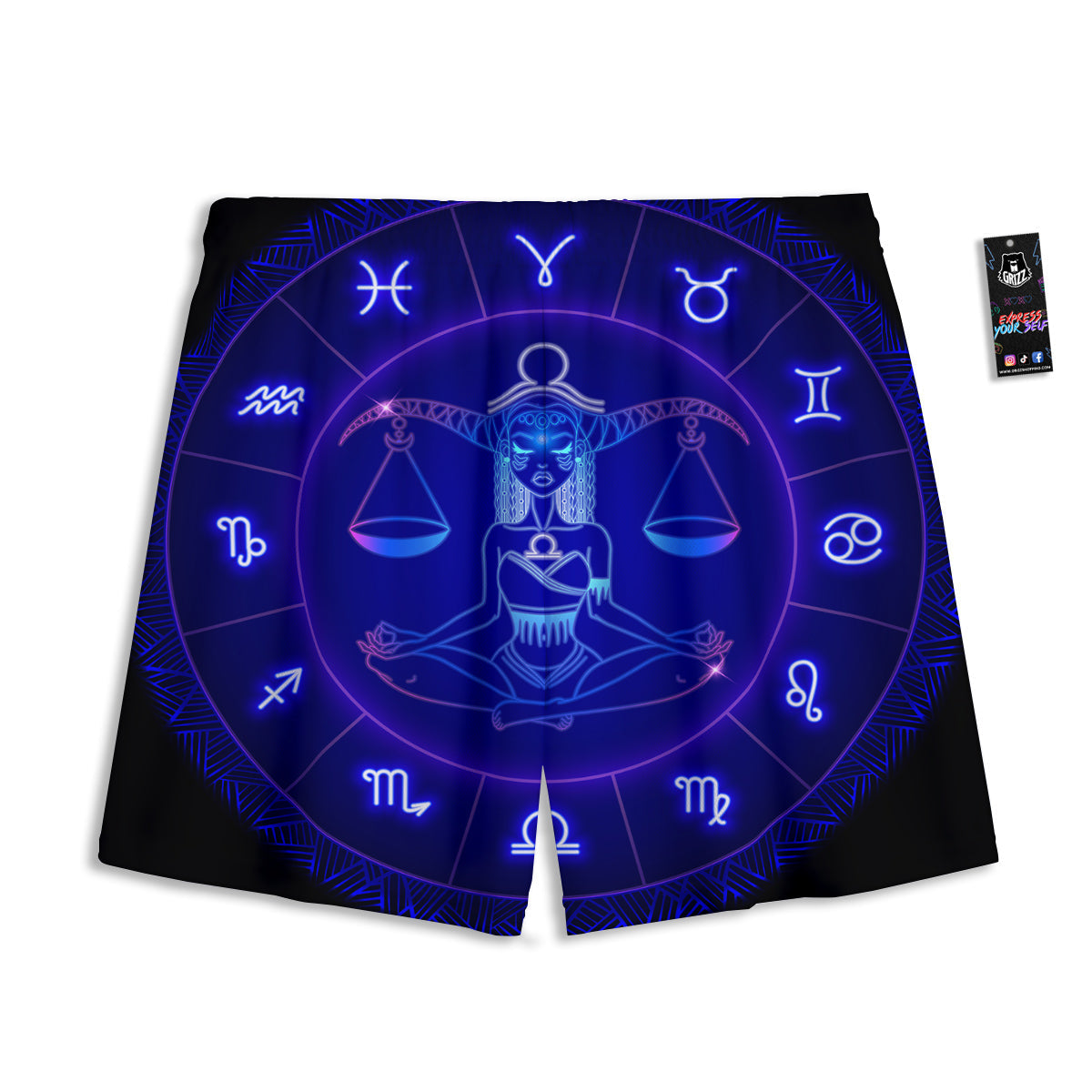 Zodiac Sign Dark Libra Print Mesh Shorts
