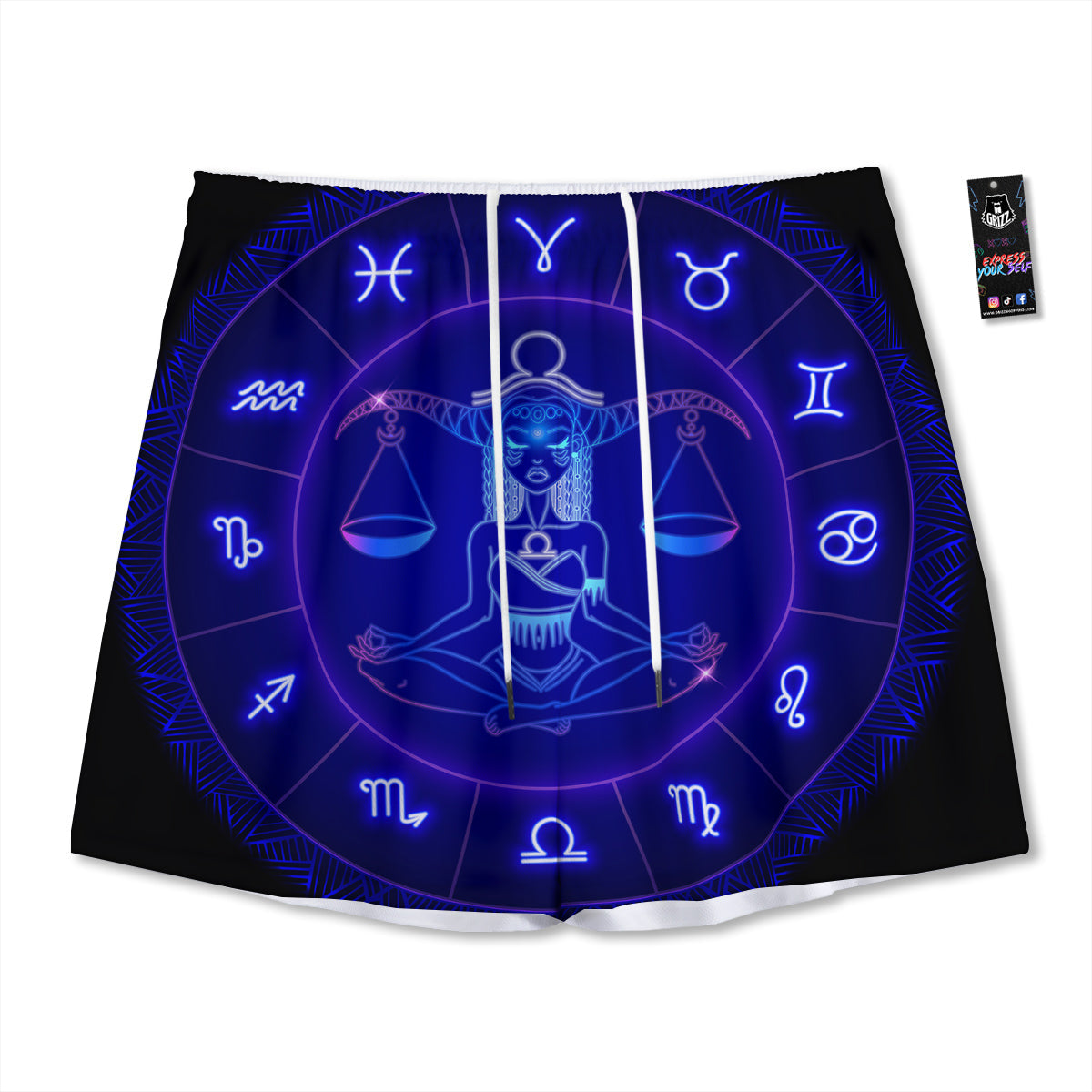 Zodiac Sign Dark Libra Print Mesh Shorts