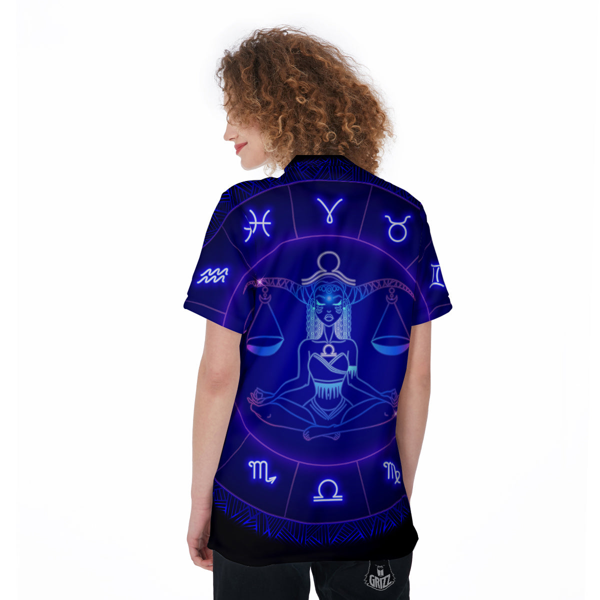 Zodiac Sign Dark Libra Print Women's Golf Shirts-grizzshop
