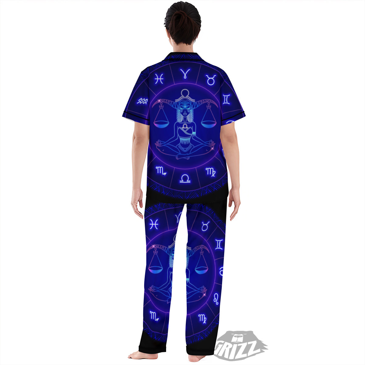 Zodiac Sign Dark Libra Print Women's Pajamas Set-grizzshop