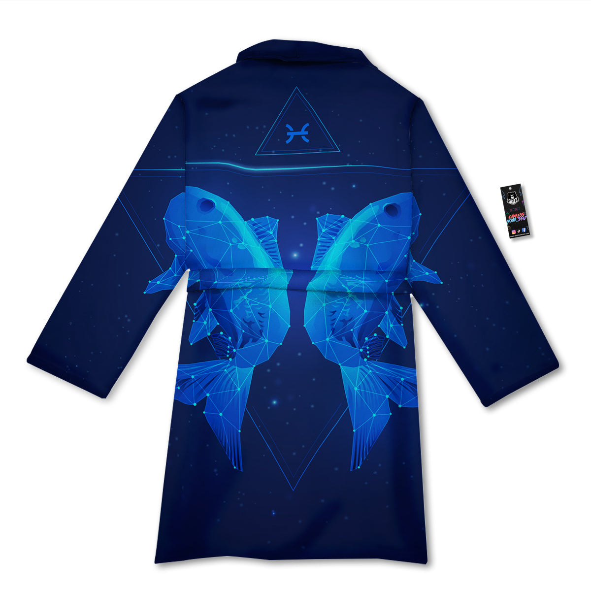 Zodiac Sign Dark Pisces Print Bathrobe-grizzshop