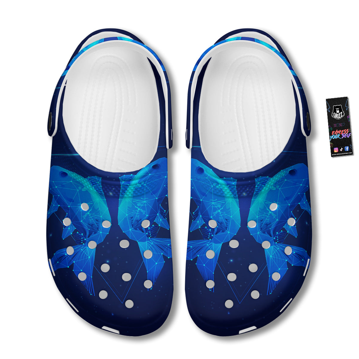 Zodiac Sign Dark Pisces Print Clog-grizzshop