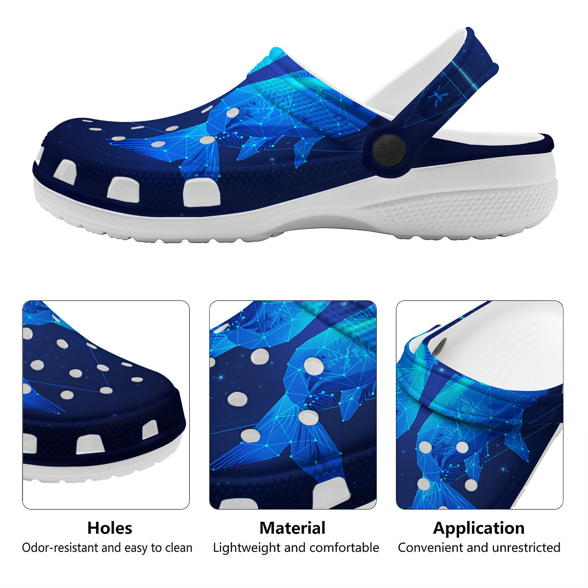 Zodiac Sign Dark Pisces Print Clog-grizzshop