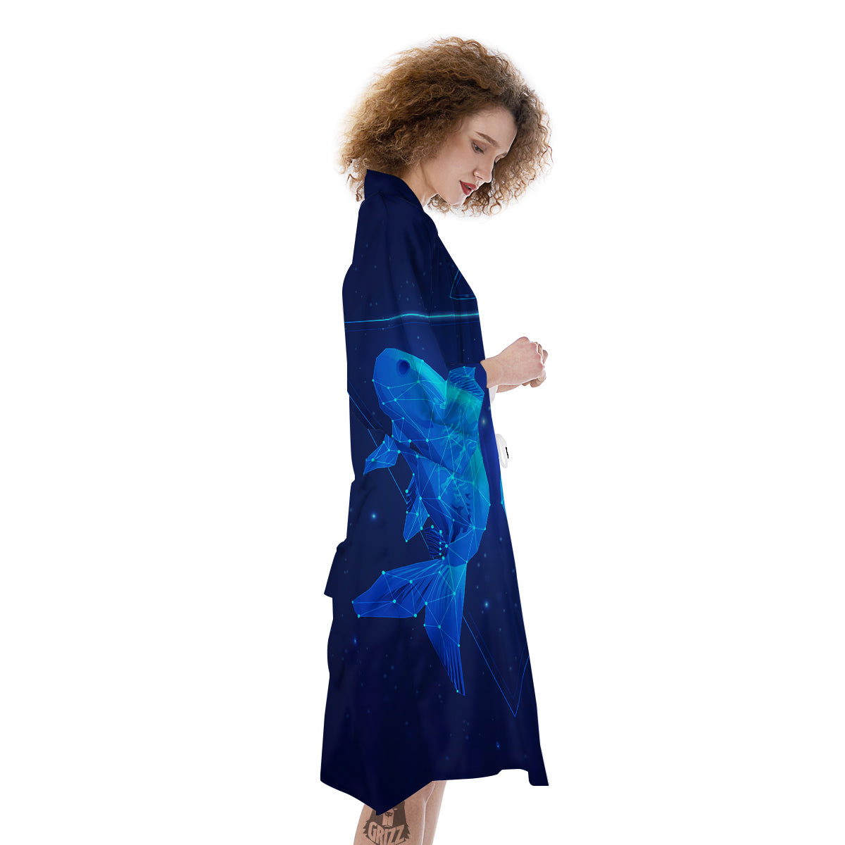 Zodiac Sign Dark Pisces Print Kimono-grizzshop