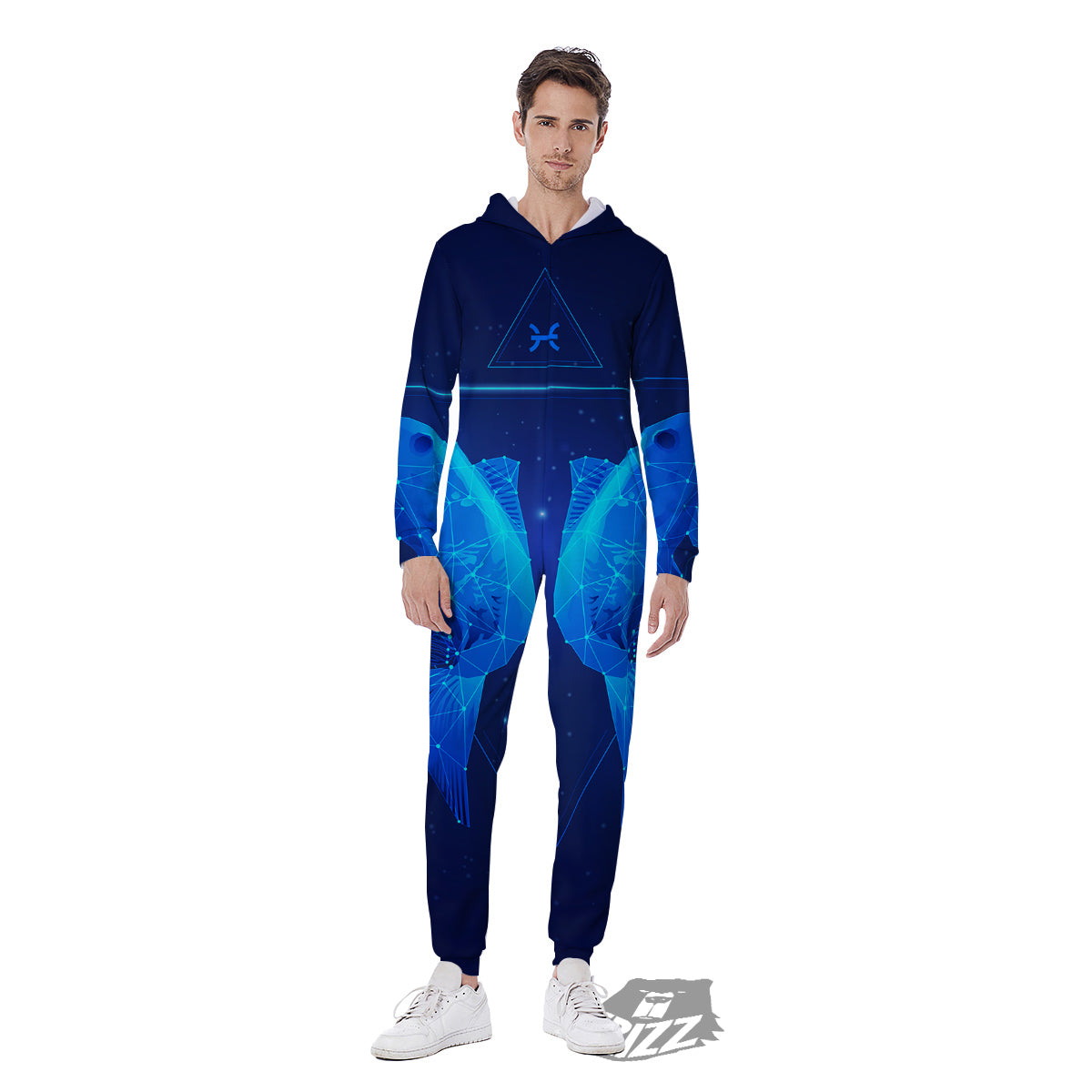 Zodiac Sign Dark Pisces Print Men's Jumpsuit-grizzshop