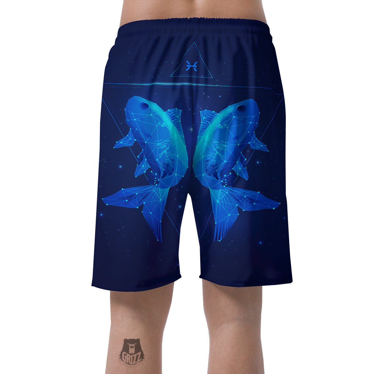 Zodiac Sign Dark Pisces Print Men's Shorts-grizzshop