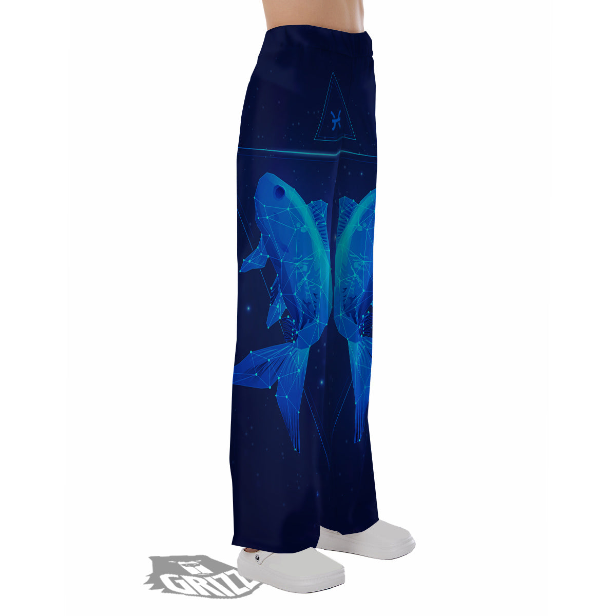 Zodiac Sign Dark Pisces Print Pajama Pants-grizzshop