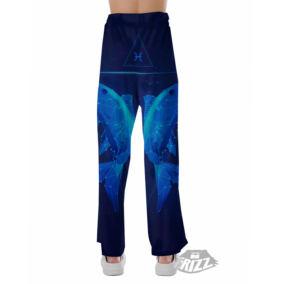 Zodiac Sign Dark Pisces Print Pajama Pants-grizzshop