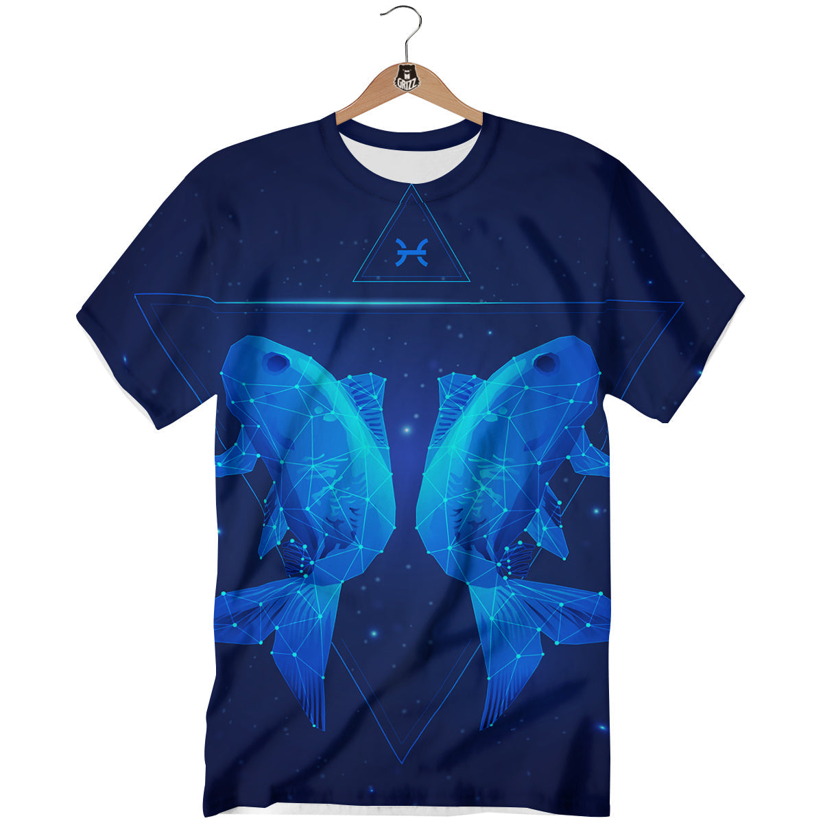 Zodiac Sign Dark Pisces Print T-Shirt-grizzshop