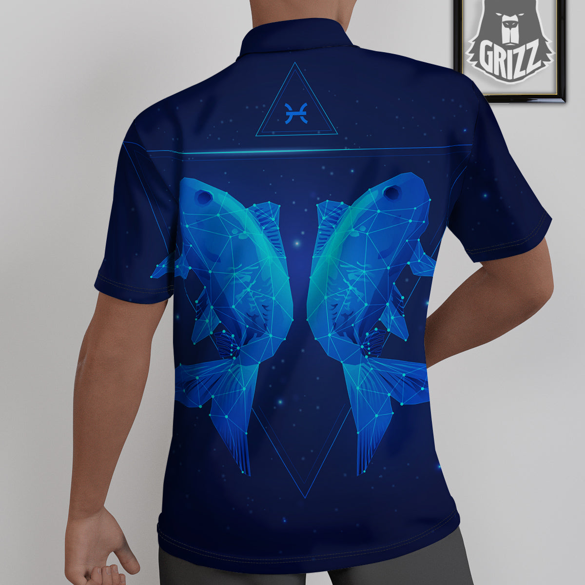 Zodiac Sign Dark Pisces Print Untucked Shirts-grizzshop