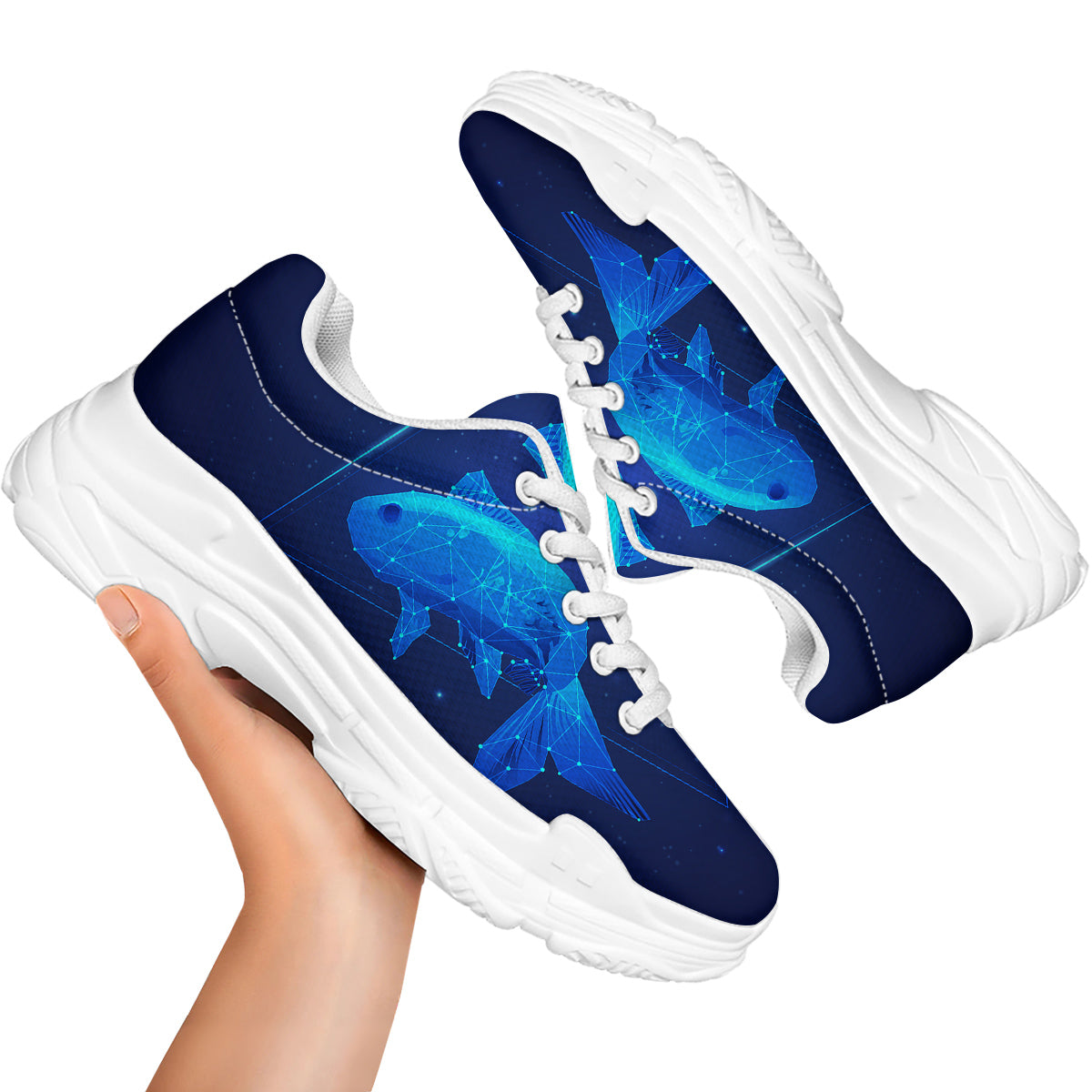Zodiac Sign Dark Pisces Print White Chunky Shoes-grizzshop