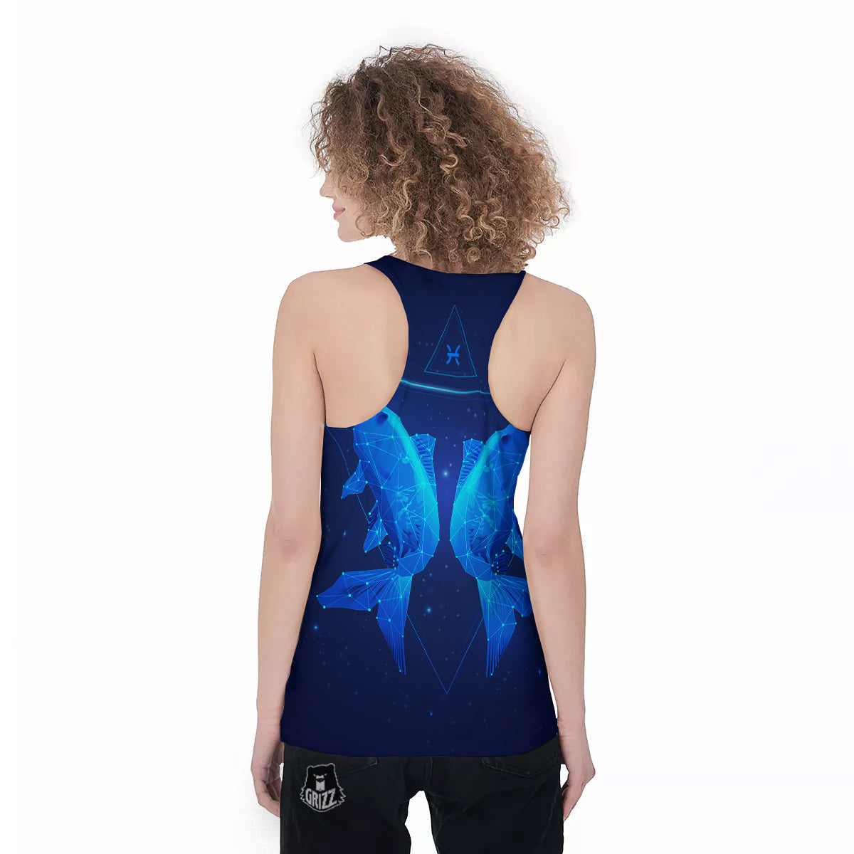 Zodiac Sign Dark Pisces Print Women's Racerback Tank Top-grizzshop