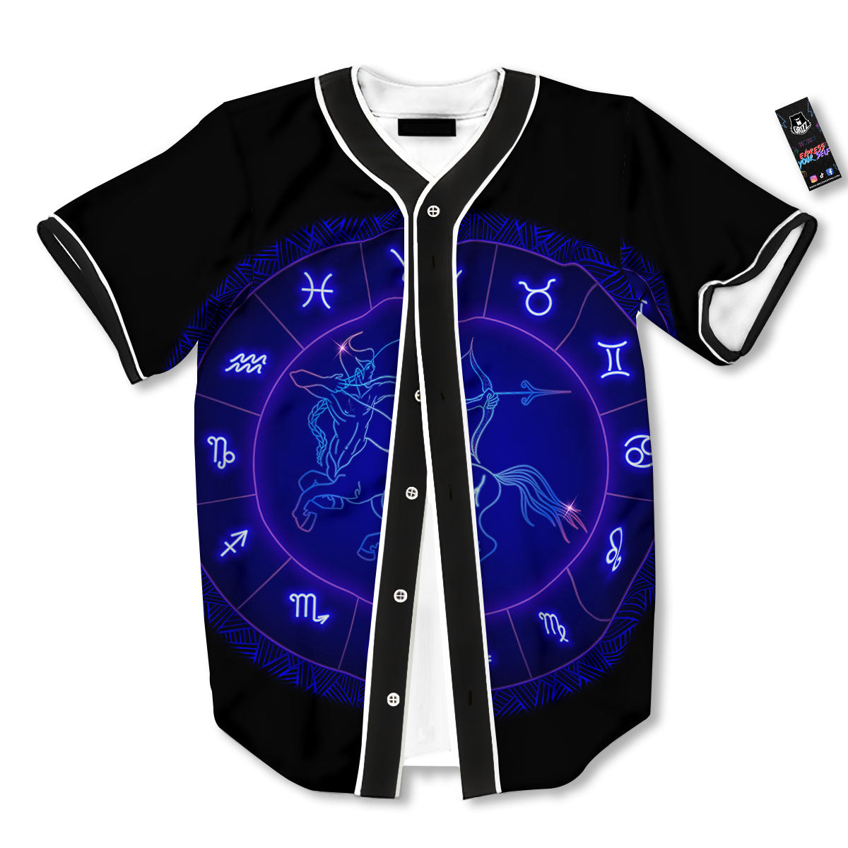 Zodiac Sign Dark Sagittarius Print Baseball Jersey-grizzshop