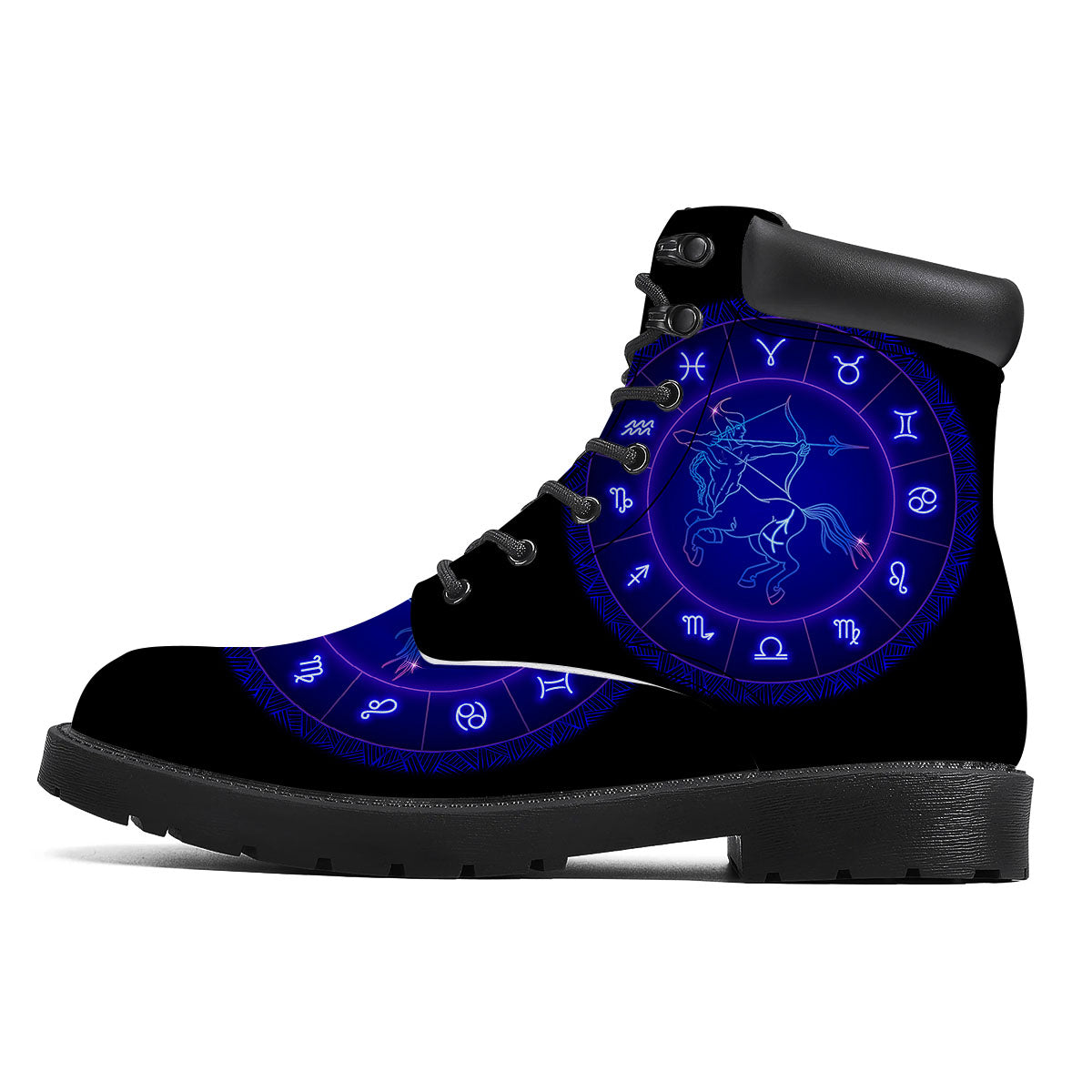Zodiac Sign Dark Sagittarius Print Boots-grizzshop