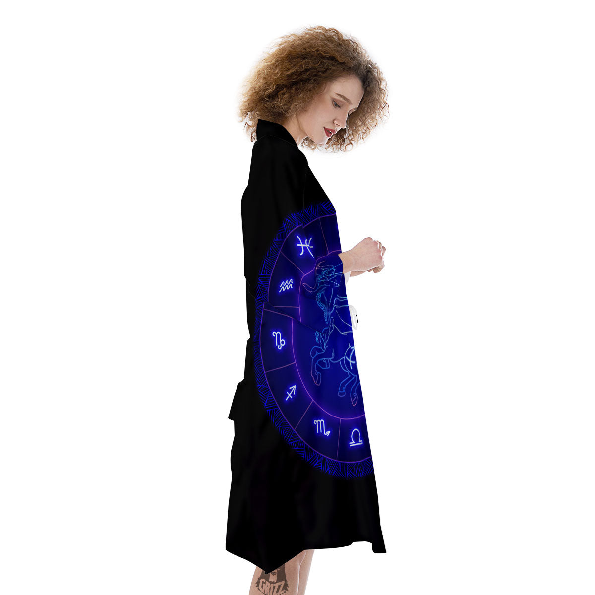 Zodiac Sign Dark Sagittarius Print Kimono-grizzshop
