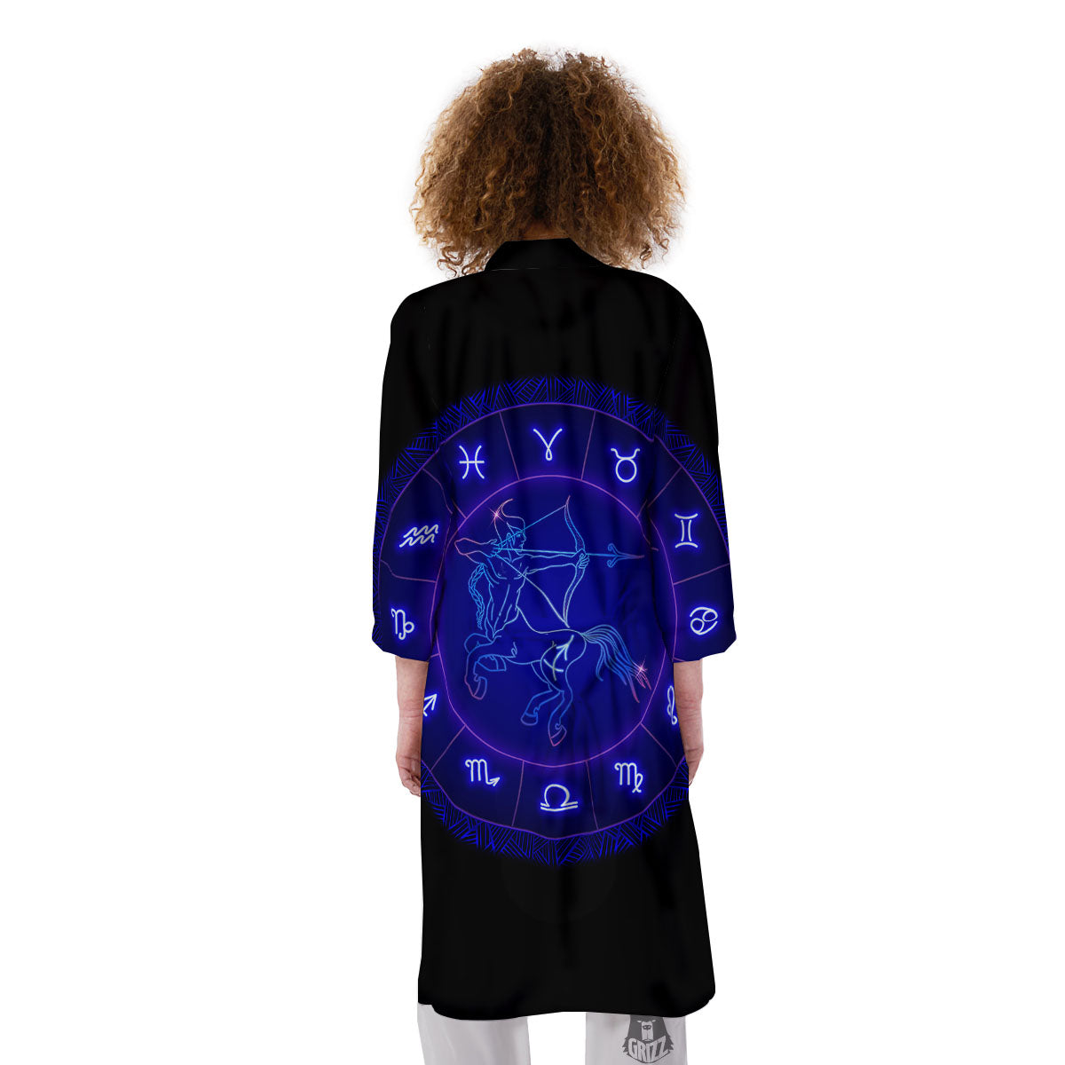 Zodiac Sign Dark Sagittarius Print Kimono-grizzshop