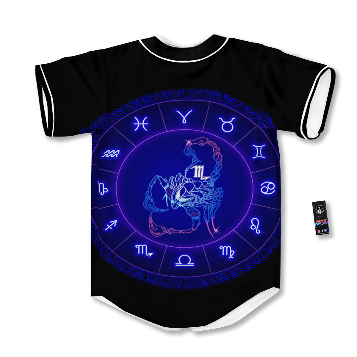 Zodiac Sign Dark Scorpio Print Baseball Jersey-grizzshop