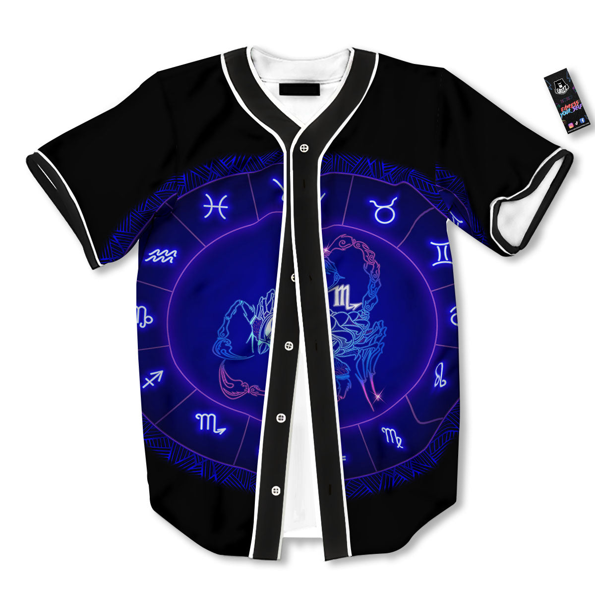 Zodiac Sign Dark Scorpio Print Baseball Jersey-grizzshop