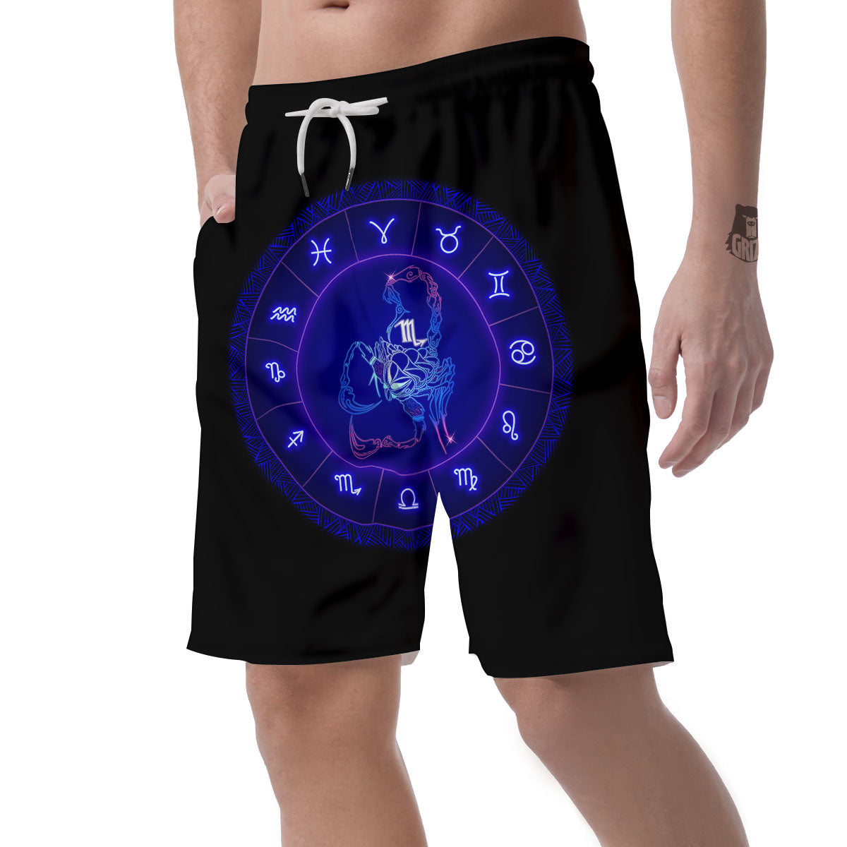 Zodiac Sign Dark Scorpio Print Men's Shorts-grizzshop