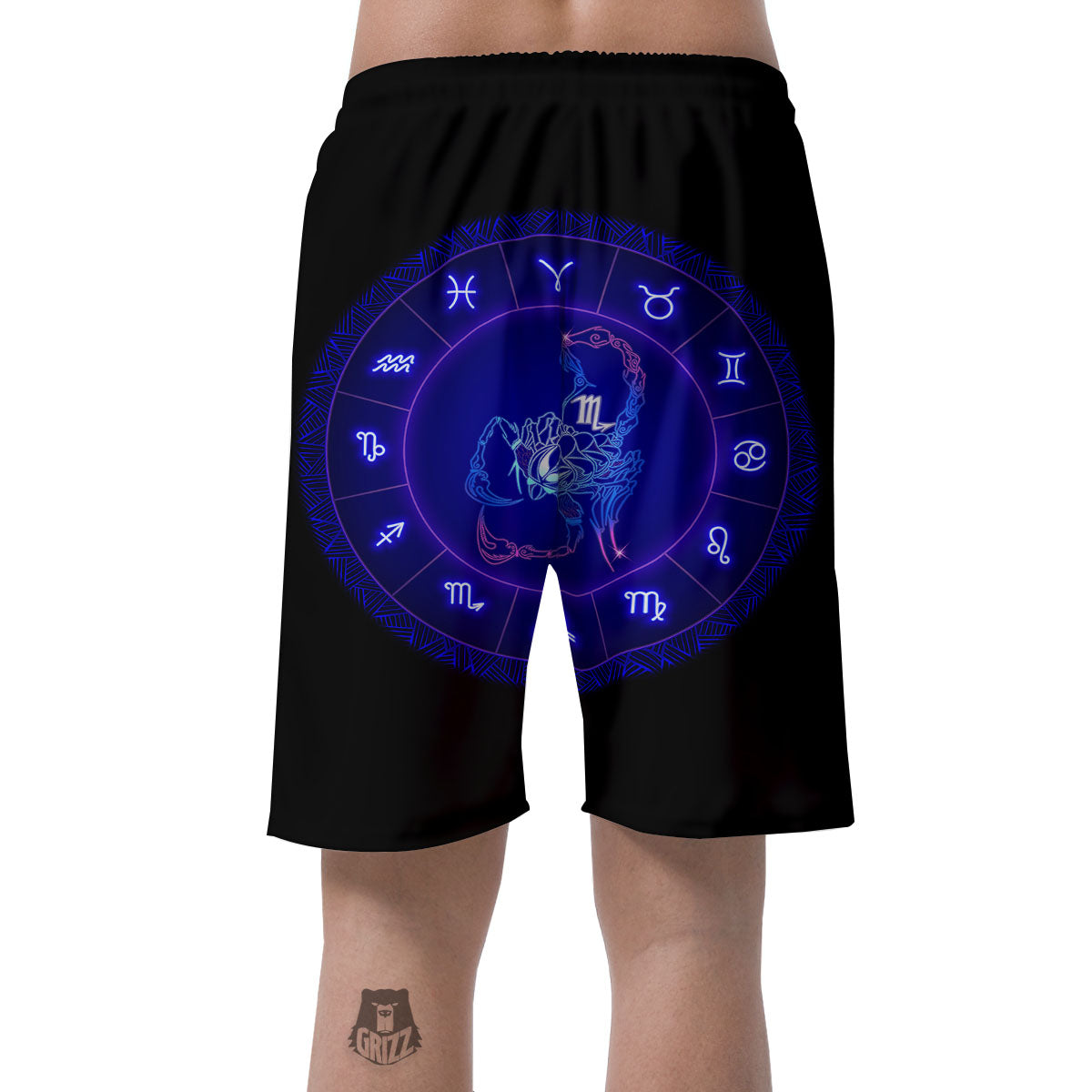 Zodiac Sign Dark Scorpio Print Men's Shorts-grizzshop