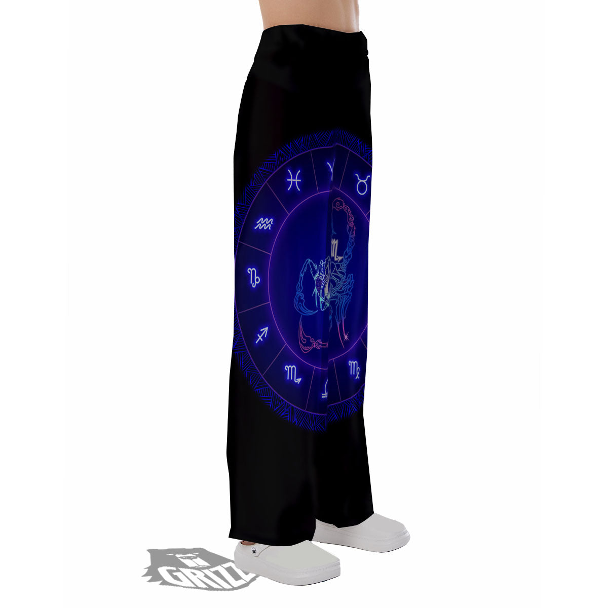 Zodiac Sign Dark Scorpio Print Pajama Pants-grizzshop