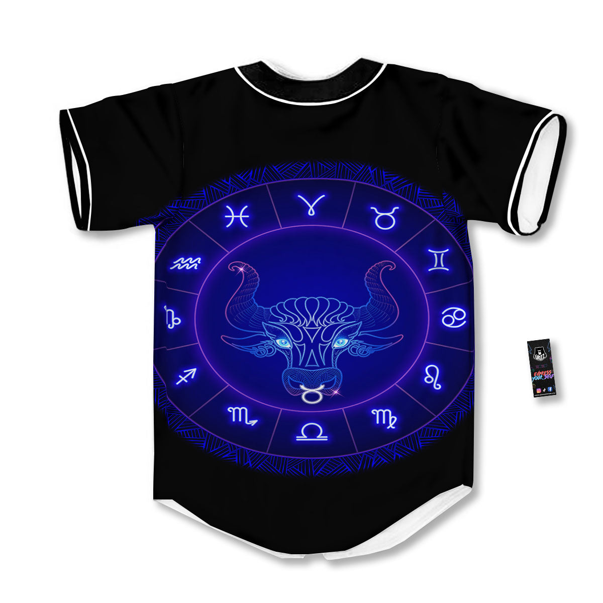 Zodiac Sign Dark Taurus Print Baseball Jersey-grizzshop