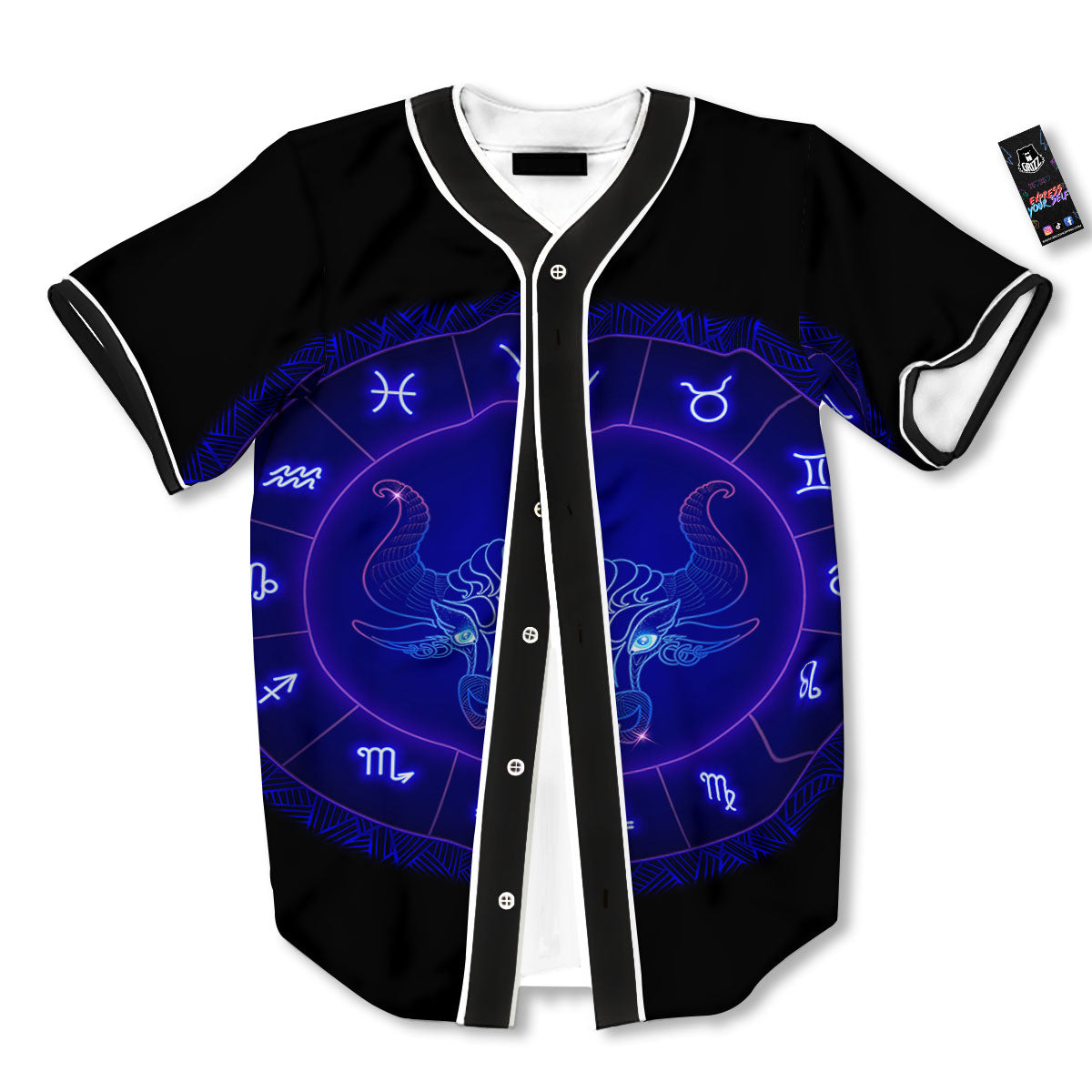 Zodiac Sign Dark Taurus Print Baseball Jersey-grizzshop