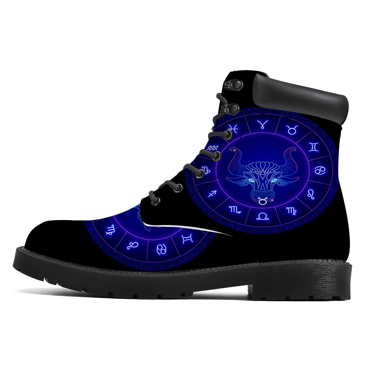 Zodiac Sign Dark Taurus Print Boots-grizzshop