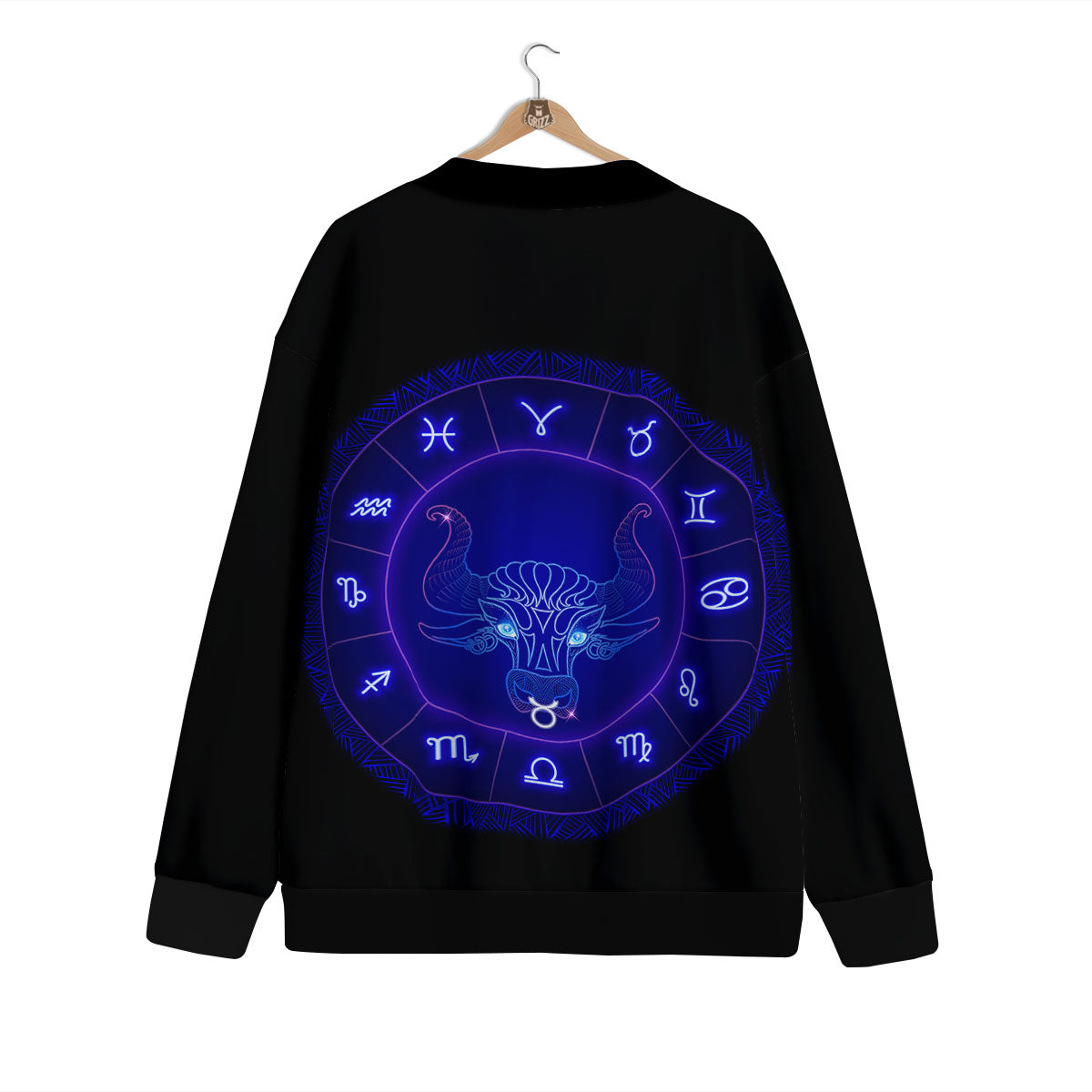 Zodiac Sign Dark Taurus Print Cardigan-grizzshop