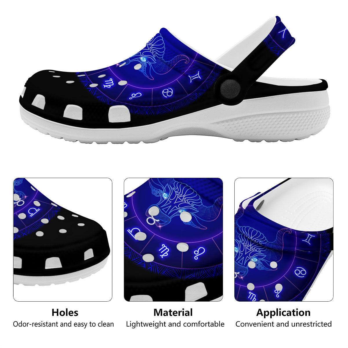 Zodiac Sign Dark Taurus Print Clog-grizzshop