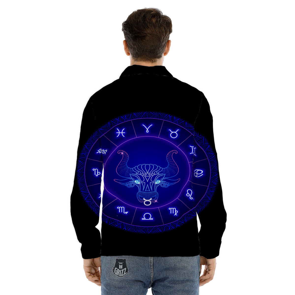 Zodiac Sign Dark Taurus Print Men's Dress Shirts-grizzshop