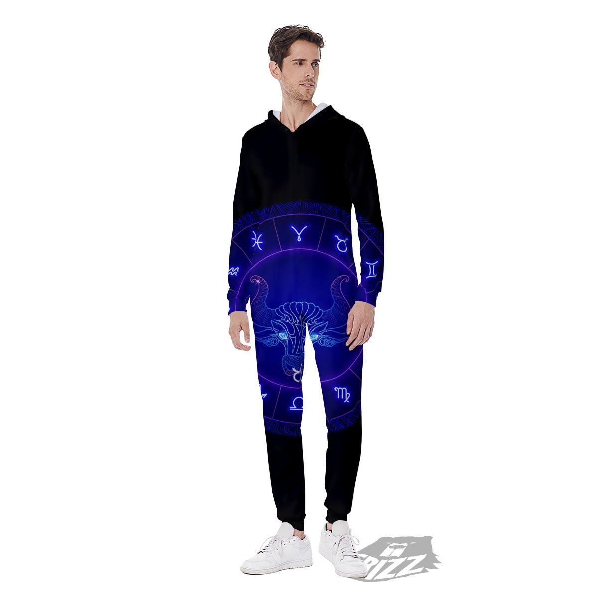Zodiac Sign Dark Taurus Print Men's Jumpsuit-grizzshop