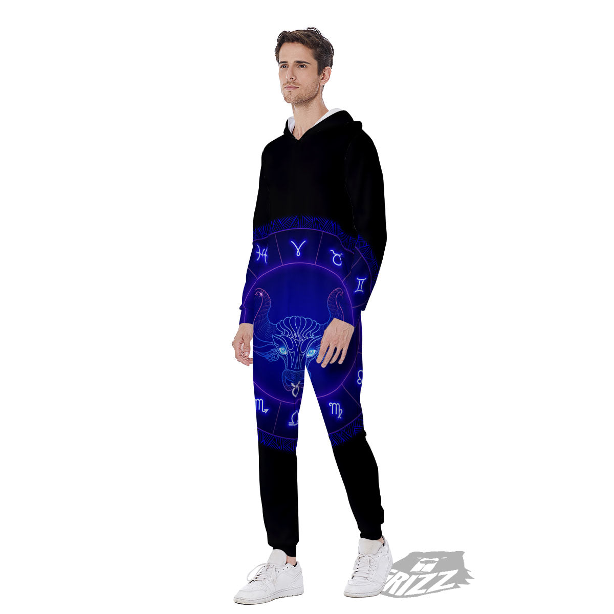 Zodiac Sign Dark Taurus Print Men's Jumpsuit-grizzshop