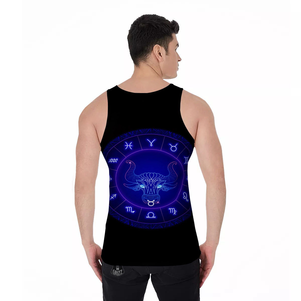 Zodiac Sign Dark Taurus Print Men's Tank Top-grizzshop