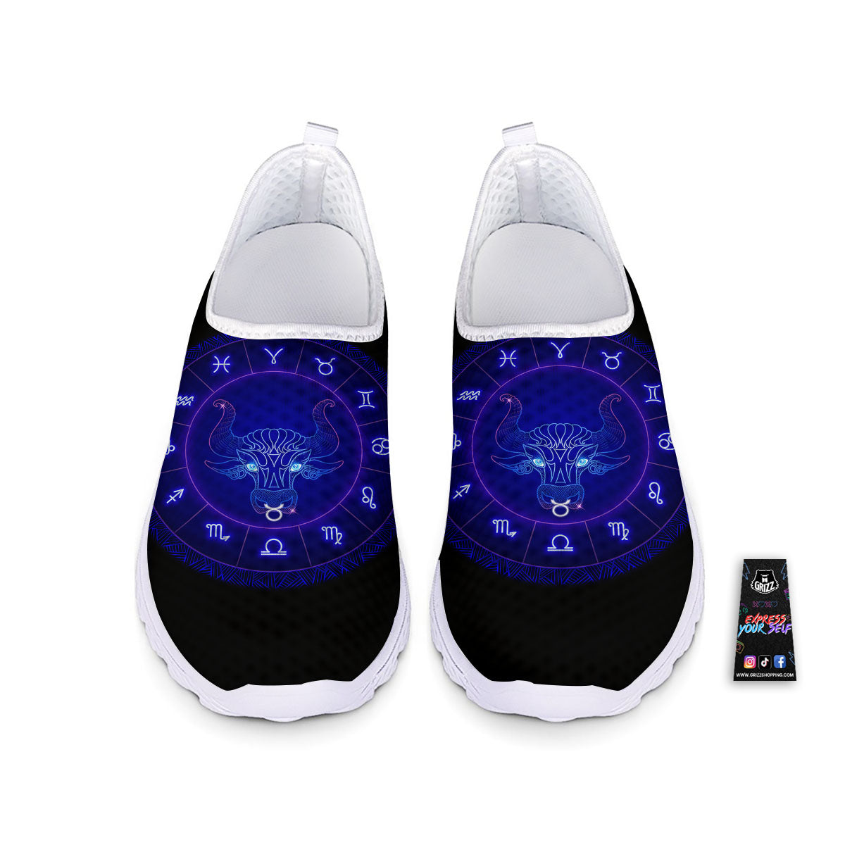 Zodiac Sign Dark Taurus Print Nurse Shoes-grizzshop