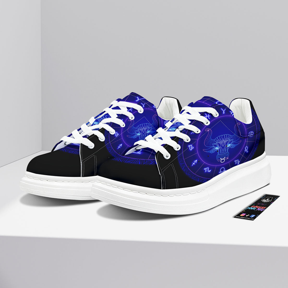 Zodiac Sign Dark Taurus Print Platform Shoes-grizzshop