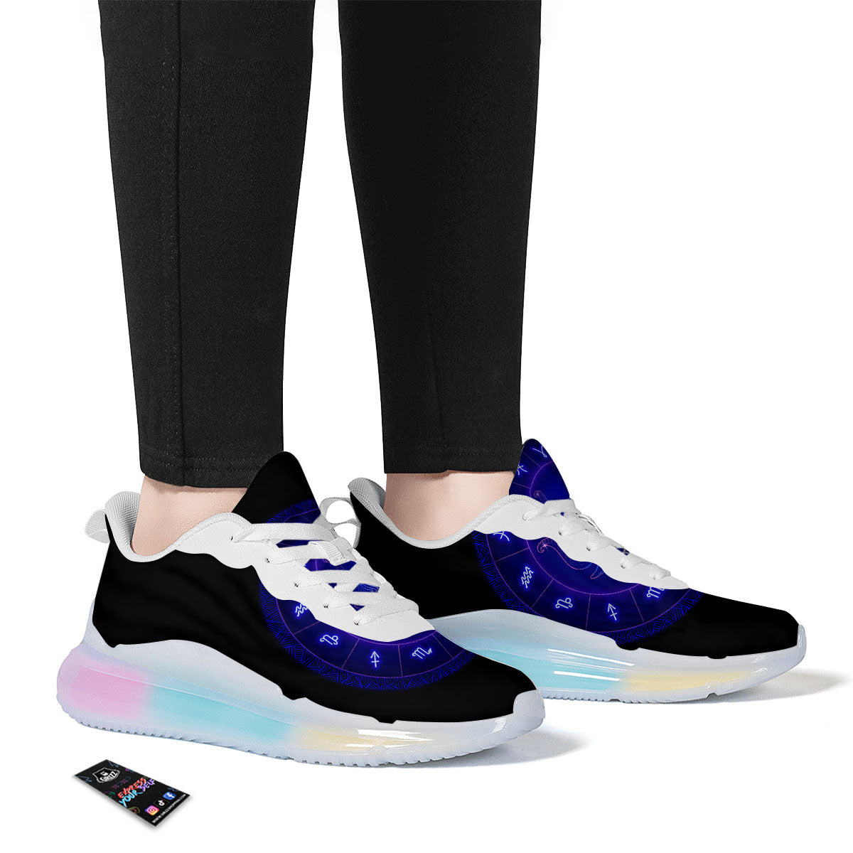 Zodiac Sign Dark Taurus Print Running Sneakers-grizzshop