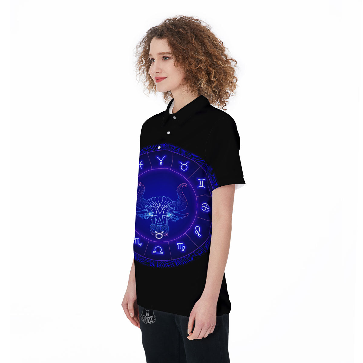 Zodiac Sign Dark Taurus Print Women's Golf Shirts-grizzshop