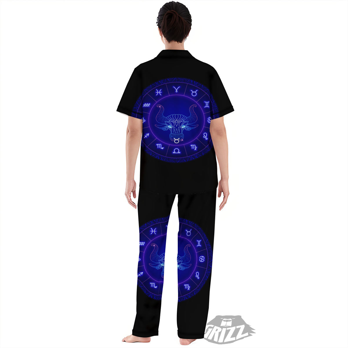 Zodiac Sign Dark Taurus Print Women's Pajamas Set-grizzshop