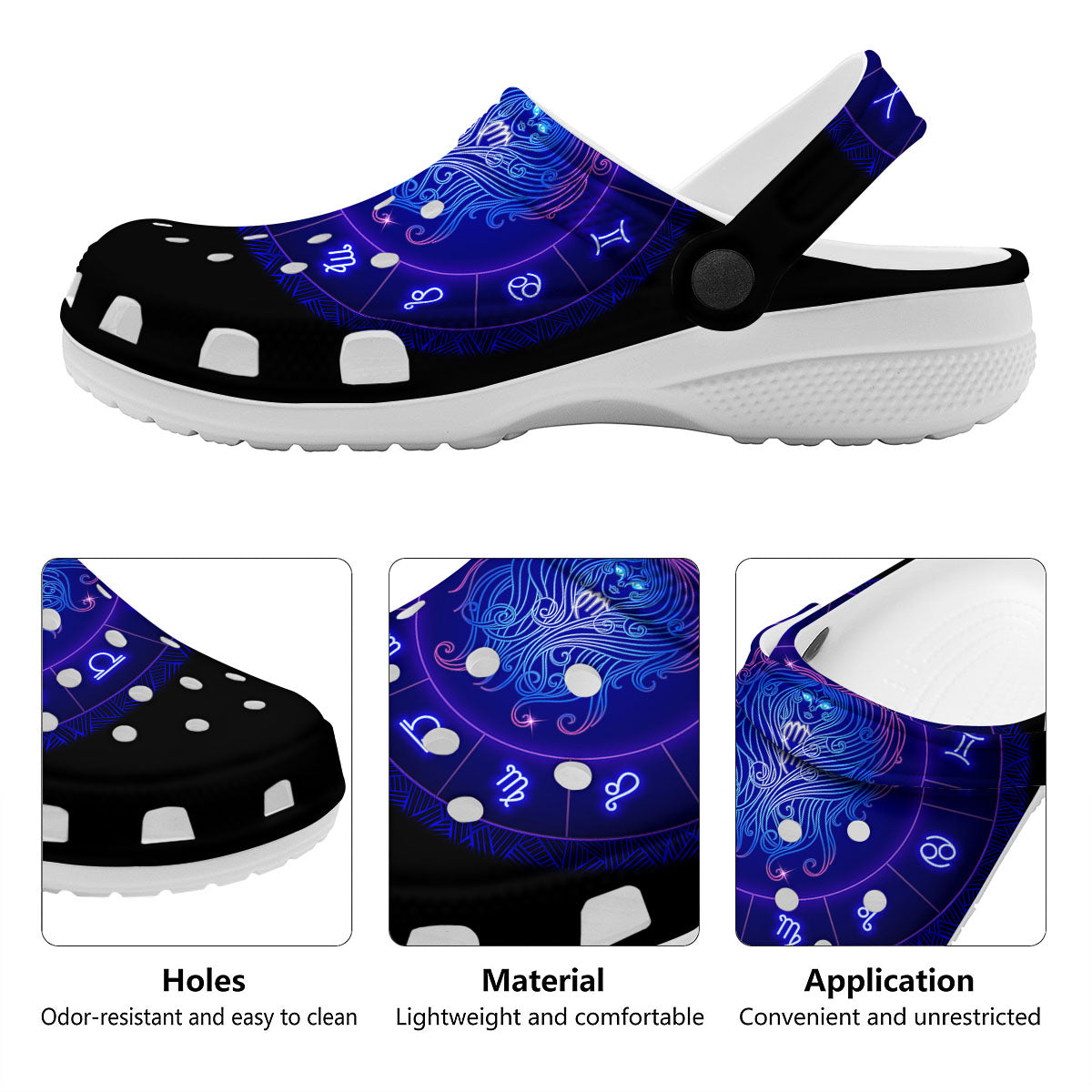 Zodiac Sign Dark Virgo Print Clog-grizzshop