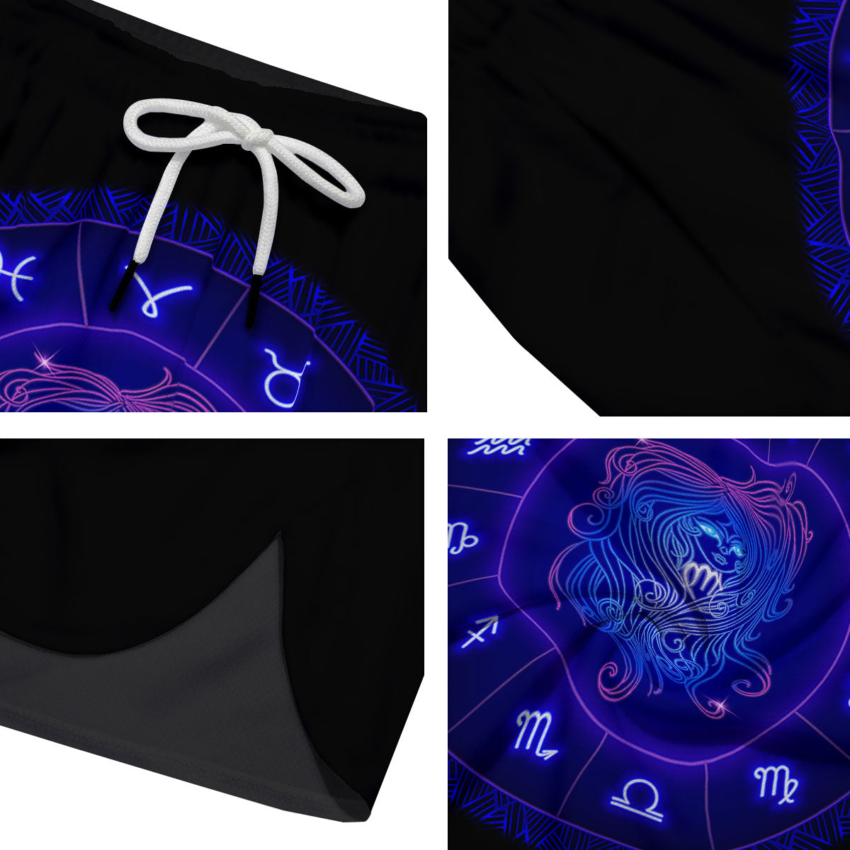 Zodiac Sign Dark Virgo Print Men's Running Shorts-grizzshop