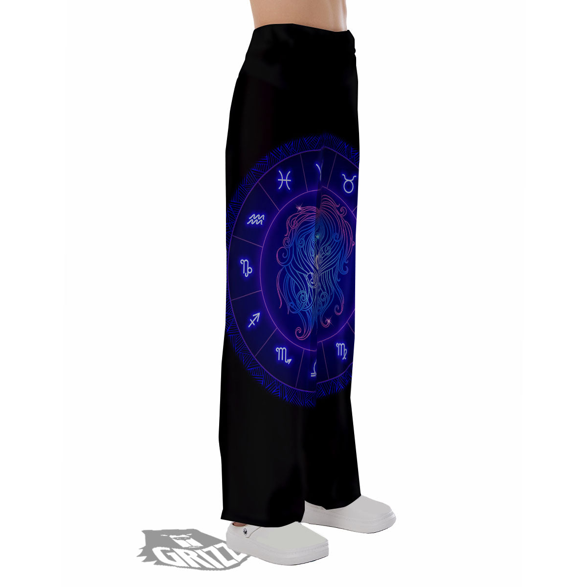 Zodiac Sign Dark Virgo Print Pajama Pants-grizzshop